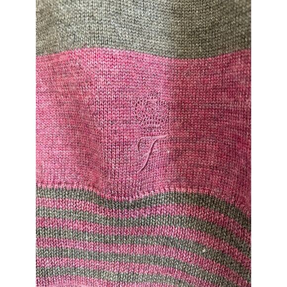 Faconnable pink brown striped v-neck sweater wool silk cashmere lightweight XS - Picture 5 of 8